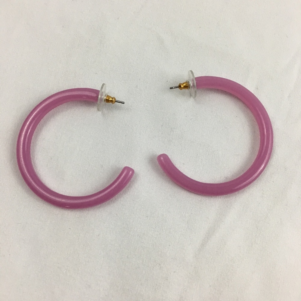 J. Crew Pink Lucite Hoop Earrings